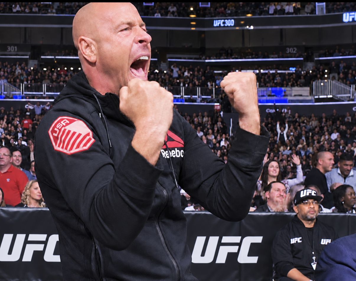 Dave Hirschbein celebrating in the UFC corner
